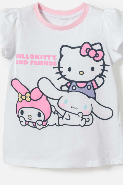PIJAMA DE HELLO KITTY AND FRIENDS ESTAMPADA PARA NIÑA 2T A 5T