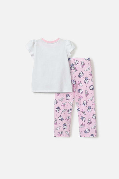 PIJAMA DE HELLO KITTY AND FRIENDS ESTAMPADA PARA NIÑA 2T A 5T