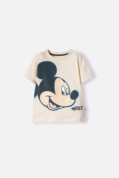 CAMISETA DE MICKEY MOUSE MARFIL OSCURO MANGA LARGA PARA NIÑO 2T A 5T