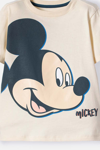 CAMISETA DE MICKEY MOUSE MARFIL OSCURO MANGA LARGA PARA NIÑO 2T A 5T