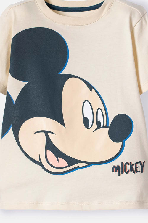 CAMISETA DE MICKEY MOUSE MARFIL OSCURO MANGA LARGA PARA NIÑO 2T A 5T