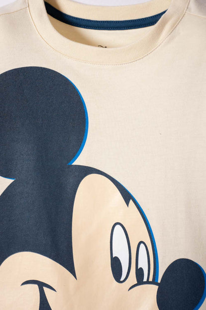 CAMISETA DE MICKEY MOUSE MARFIL OSCURO MANGA LARGA PARA NIÑO 2T A 5T