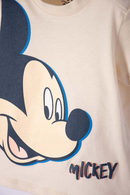 CAMISETA DE MICKEY MOUSE MANGA CORTA ALMENDRA PARA BEBÉ NIÑO
