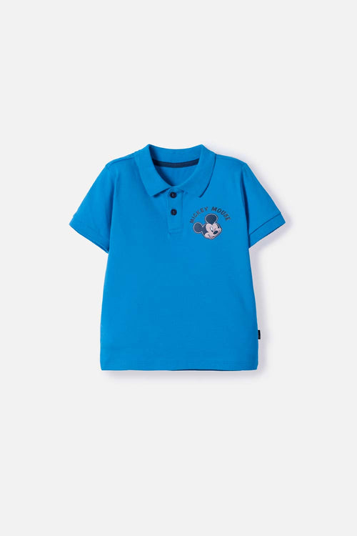 CAMISETA TIPO POLO DE MICKEY MOUSE AZUL TIPO POLO PARA NIÑO 2T A 5T