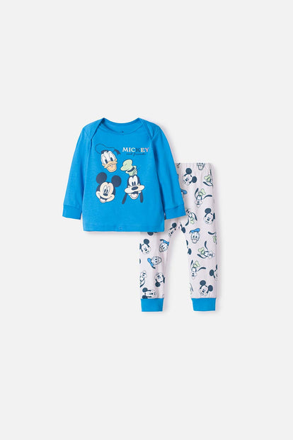 PIJAMA DE MICKEY MOUSE AZUL MANGA LARGA PARA BEBÉ NIÑO