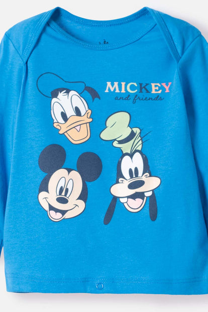 PIJAMA DE MICKEY MOUSE AZUL MANGA LARGA PARA BEBÉ NIÑO