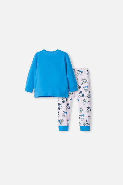 PIJAMA DE MICKEY MOUSE AZUL MANGA LARGA PARA BEBÉ NIÑO