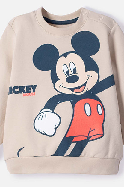 BUZO DE MICKEY MOUSE CAQUI ESTAMPADO EN FRENTE PARA BEBÉ NIÑO