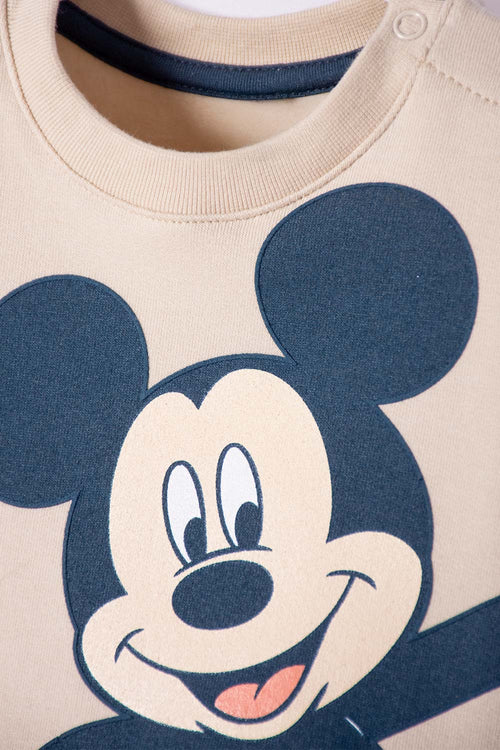BUZO DE MICKEY MOUSE CAQUI ESTAMPADO EN FRENTE PARA BEBÉ NIÑO