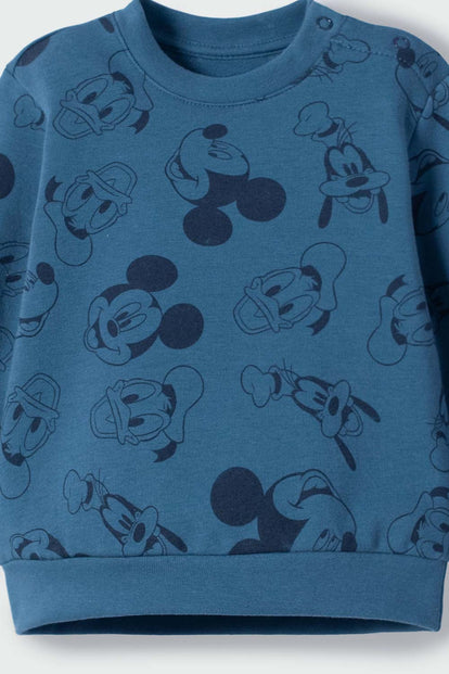 CONJUNTO DE MICKEY MOUSE AZUL DE PANTALÓN LARGO PARA NIÑO 2T A 5T