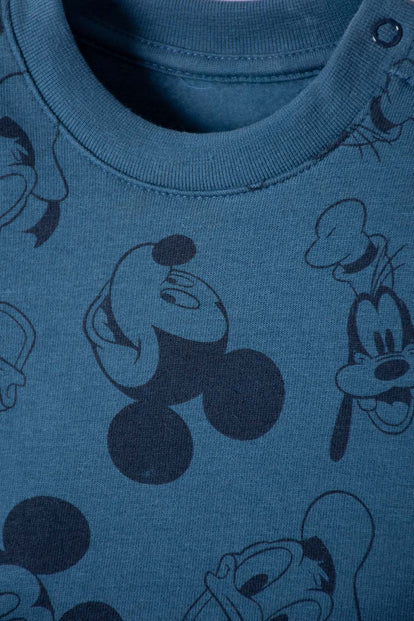 CONJUNTO DE MICKEY MOUSE AZUL DE PANTALÓN LARGO PARA NIÑO 2T A 5T