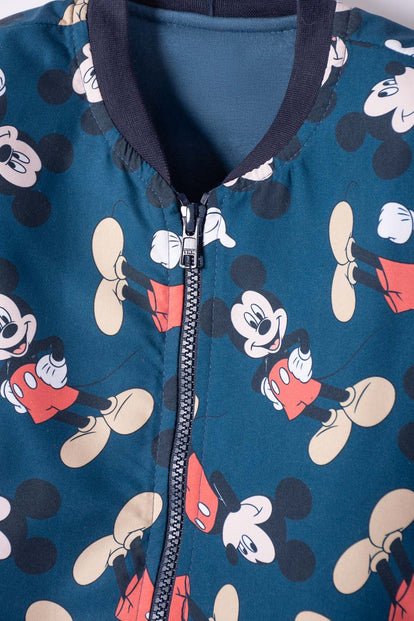 CHAQUETA DE MICKEY MOUSE AZUL OSCURA CON ESTAMPADO PARA NIÑO 2T A 5T