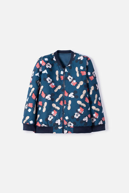CHAQUETA DE MICKEY MOUSE AZUL OSCURA CON ESTAMPADO PARA NIÑO 2T A 5T