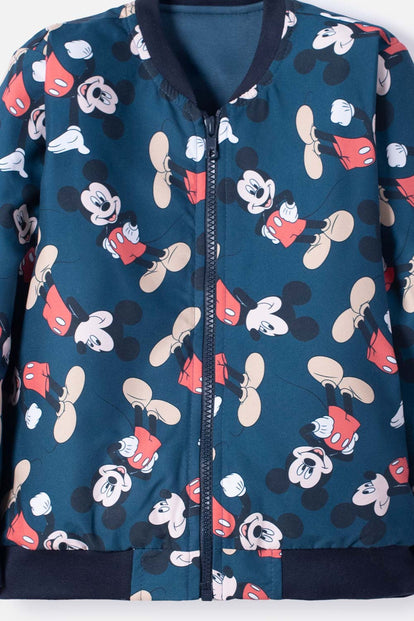 CHAQUETA DE MICKEY MOUSE AZUL OSCURA CON ESTAMPADO PARA NIÑO 2T A 5T