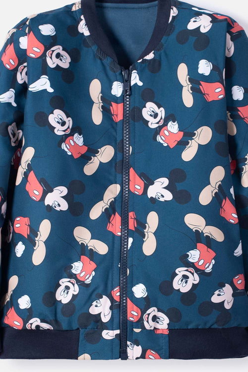 CHAQUETA DE MICKEY MOUSE AZUL OSCURA CON ESTAMPADO PARA NIÑO 2T A 5T