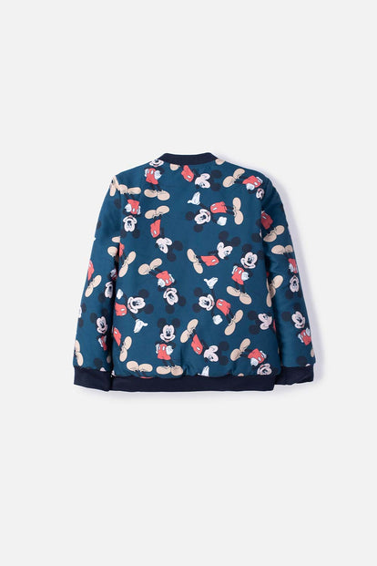 CHAQUETA DE MICKEY MOUSE AZUL OSCURA CON ESTAMPADO PARA NIÑO 2T A 5T