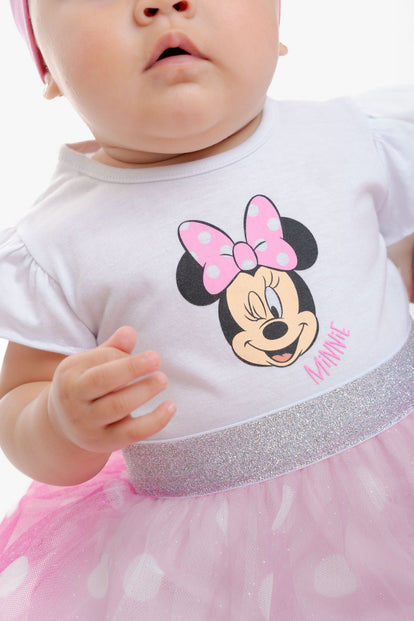 VESTIDO DE MINNIE MOUSE CON BOLERO MULTICOLOR PARA BEBÉ NIÑA