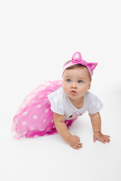 VESTIDO DE MINNIE MOUSE CON BOLERO MULTICOLOR PARA BEBÉ NIÑA