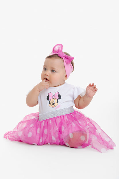 VESTIDO DE MINNIE MOUSE CON BOLERO MULTICOLOR PARA BEBÉ NIÑA