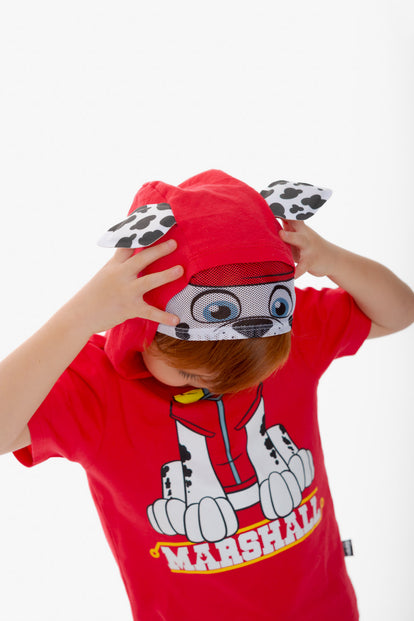 CAMISETA DE PAW PATROL CON CAPUCHA ROJO PARA NIÑO 2T A 6T