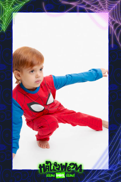 PIJAMA DE SPIDERMAN CON PANTALÓN LARGO ROJO PARA NIÑO 2T A 5T