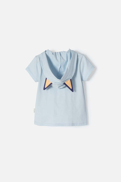 CAMISETA DE BLUEY CON CAPUCHA AZUL PARA NIÑA 2T A 6T