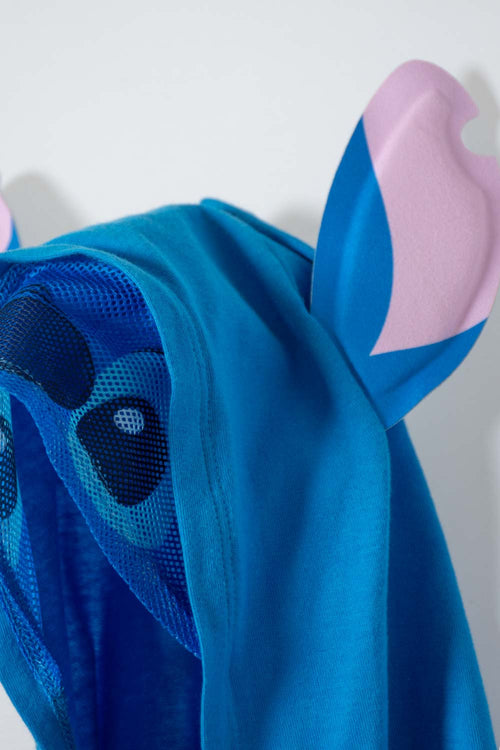 CAMISETA DE STITCH CON CAPUCHA AZUL PARA NIÑA 2T A 5T