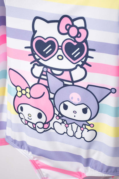 TRAJE DE BAÑO DE HELLO KITTY MULTICOLOR MANGA LARGA PARA NIÑA 2T A 5T