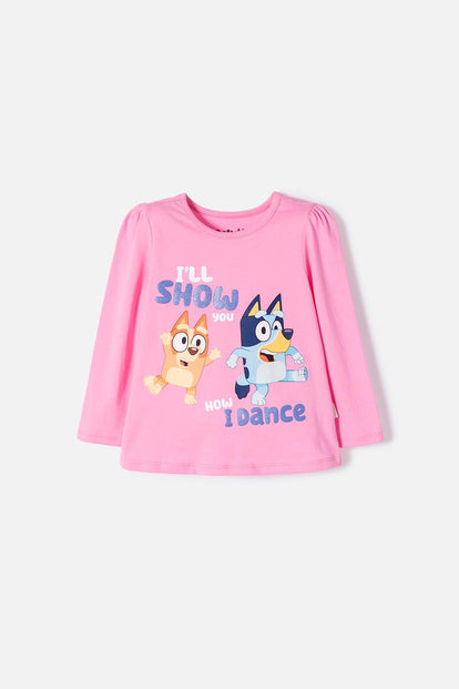 CAMISETA DE BLUEY ROSADA MANGA LARGA PARA NIÑA 2T A 6T