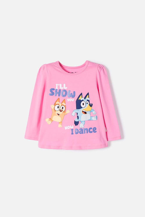 CAMISETA DE BLUEY ROSADA MANGA LARGA PARA NIÑA 2T A 6T
