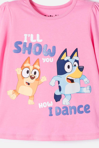 CAMISETA DE BLUEY ROSADA MANGA LARGA PARA NIÑA 2T A 6T