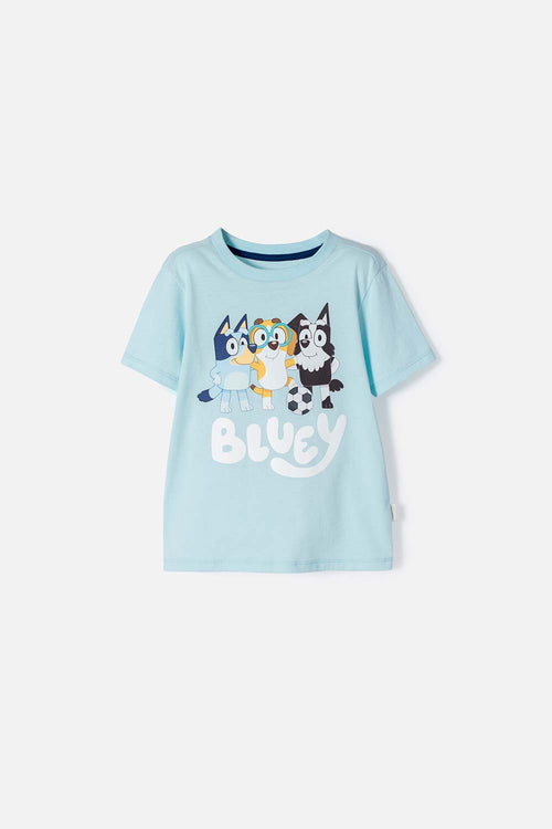 CAMISETA DE BLUEY AZUL MANGA CORTA PARA NIÑO 2T A 6T