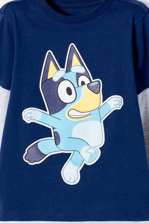 CAMISETA DE BLUEY AZUL MANGA LARGA PARA NIÑO 2T A 6T