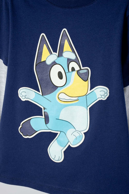 CAMISETA DE BLUEY AZUL MANGA LARGA PARA NIÑO 2T A 6T