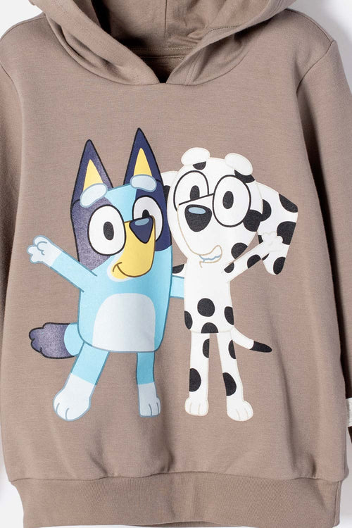 BUZO DE BLUEY TAUPE CON CAPUCHA PARA NIÑO 2T A 6T