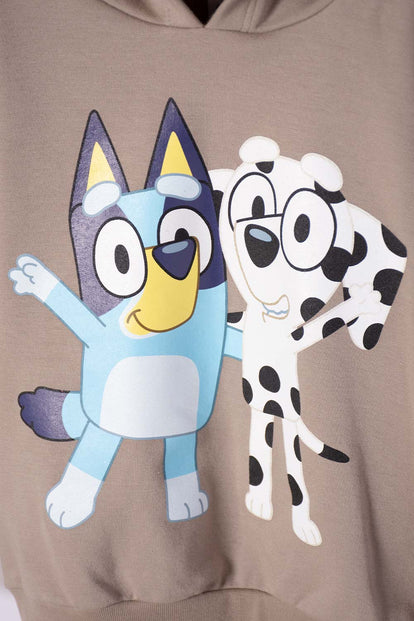 BUZO DE BLUEY TAUPE CON CAPUCHA PARA NIÑO 2T A 6T