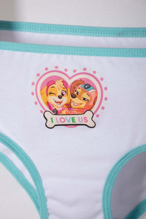 PACK X2 PANTIES DE PAW PATROL BLANCO Y TURQUESA PARA NIÑA 2T A 6T