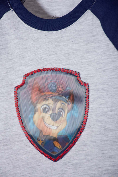 CAMISETA DE PAW PATROL MANGA CORTA GRIS PARA NIÑO 2T A 6T