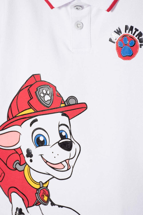 CAMISETA TIPO POLO DE PAW PATROL BLANCO PARA NIÑO 2T A 6T
