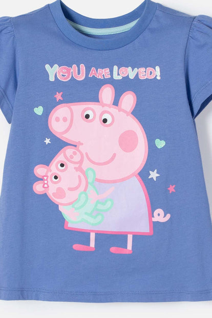 PIJAMA DE PEPPA PIG MULTICOLOR DE CAMISETA MANGA CORTA PARA NIÑA 2T A 5T