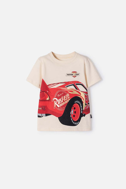 CAMISETA DE CARS MANGA CORTA ALMENDRA PARA NIÑO 2T A 6T