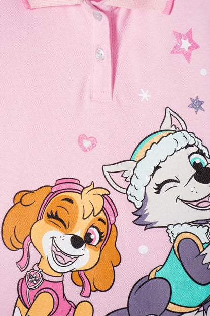 CAMISETA TIPO POLO DE PAW PATROL ROSADA PARA NIÑA 2T A 6T