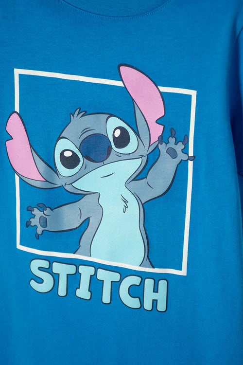 CAMISETA DE STITCH MANGA CORTA AZUL PARA NIÑA 2T A 5T