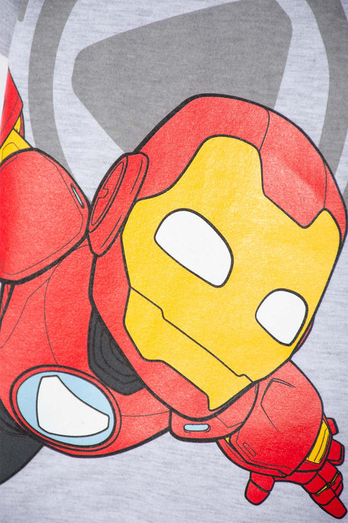 CAMISETA DE IRONMAN MANGA CORTA GRIS JASPE PARA NIÑO 2T A 5T