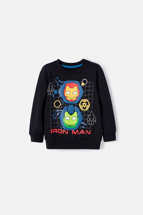 BUZO DE IRONMAN CERRADO NEGRO PARA NIÑO 2T A 5T