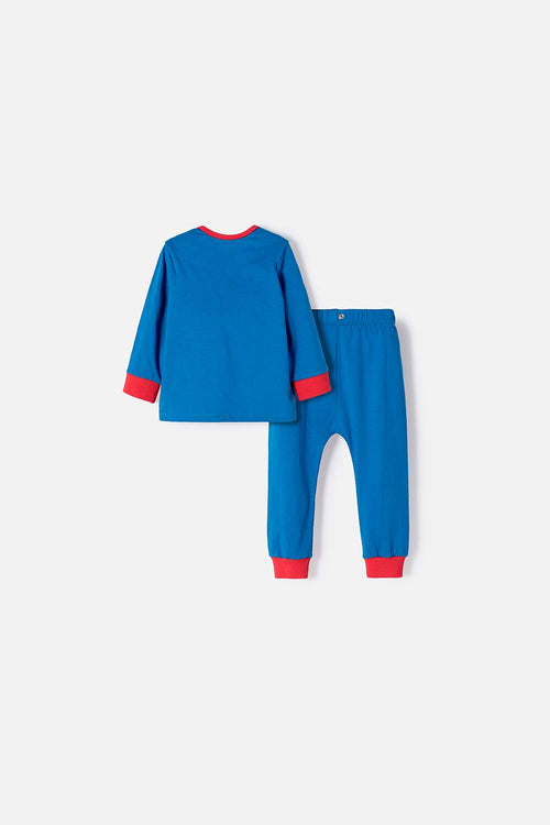 PIJAMA DE SUPERMAN CON PATALÓN LARGO AZUL PARA BEBÉ NIÑO