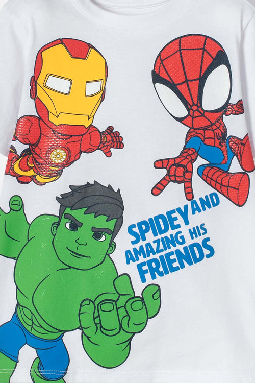 CAMISETA DE SPIDEY AND HIS AMAZING FRIENDS BLANCO PARA NIÑO 2T A 6T