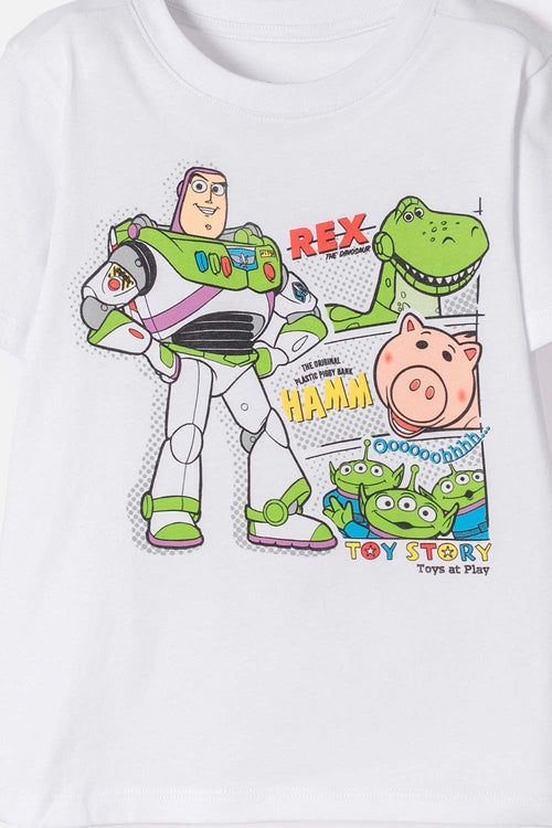 CAMISETA TOY STORY MANGA CORTA BLANCO PARA NIÑO 2T A 5T