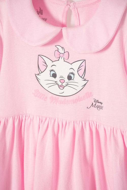 VESTIDO DE LA GATA MARIE CON BODY ROSADO PARA BEBÉ NIÑA