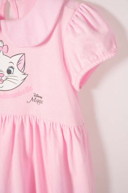 VESTIDO DE LA GATA MARIE CON BODY ROSADO PARA BEBÉ NIÑA